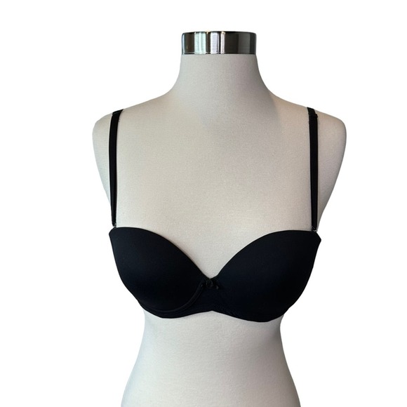 Victorias Secret Convertible Strapless Bra Womens Padded Push Up Wired Black 34B - Picture 1 of 11